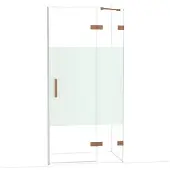Maxaro Diamond Douchedeur | 100 cm Glanzend koper Helder met matte strook Draaideur