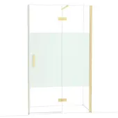 Maxaro Diamond Douchedeur | 120 cm Glanzend lichtgoud Helder met matte strook Draaideur