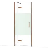 Maxaro Diamond Douchedeur | 80 cm Glanzend koper Helder met matte strook Draaideur
