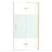 Maxaro Diamond Douchedeur | 110 cm Glanzend lichtgoud Helder met matte strook Draaideur