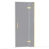 Maxaro Diamond Douchedeur | 90 cm Glanzend lichtgoud Rookglas Draaideur