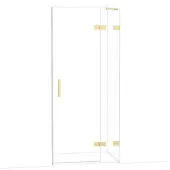 Maxaro Diamond Douchedeur | 90 cm Glanzend lichtgoud Helder glas Draaideur