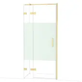 Maxaro Diamond Douchedeur | 90 cm Glanzend lichtgoud Helder met matte strook Draaideur