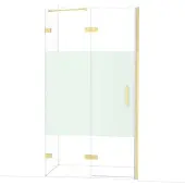 Maxaro Diamond Douchedeur | 110 cm Glanzend lichtgoud Helder met matte strook Draaideur