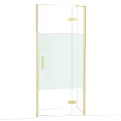 Maxaro Diamond Douchedeur | 90 cm Glanzend lichtgoud Helder met matte strook Draaideur