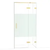 Maxaro Diamond Douchedeur | 100 cm Glanzend lichtgoud Helder met matte strook Draaideur