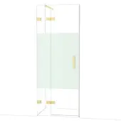 Maxaro Diamond Douchedeur | 80 cm Glanzend lichtgoud Helder met matte strook Draaideur