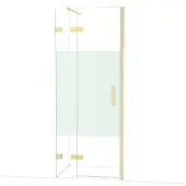 Maxaro Diamond Douchedeur | 80 cm Glanzend lichtgoud Helder met matte strook Draaideur