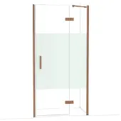 Maxaro Diamond Douchedeur | 100 cm Glanzend koper Helder met matte strook Draaideur