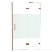 Maxaro Diamond Douchedeur | 120 cm Glanzend koper Helder met matte strook Draaideur