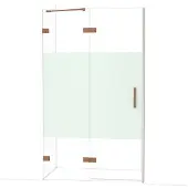 Maxaro Diamond Douchedeur | 120 cm Glanzend koper Helder met matte strook Draaideur