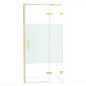 Maxaro Diamond Douchedeur | 100 cm Glanzend lichtgoud Helder met matte strook Draaideur