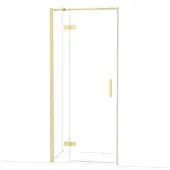 Maxaro Diamond Douchedeur | 90 cm Glanzend lichtgoud Helder glas Draaideur