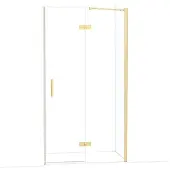 Maxaro Diamond Douchedeur | 110 cm Glanzend lichtgoud Helder glas Draaideur