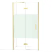 Maxaro Diamond Douchedeur | 110 cm Glanzend lichtgoud Helder met matte strook Draaideur