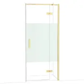 Maxaro Diamond Douchedeur | 90 cm Glanzend lichtgoud Helder met matte strook Draaideur