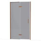 Maxaro Diamond Douchedeur | 110 cm Glanzend koper Rookglas Draaideur