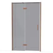 Maxaro Diamond Douchedeur | 120 cm Glanzend koper Rookglas Draaideur