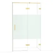 Maxaro Diamond Douchedeur | 120 cm Glanzend lichtgoud Helder met matte strook Draaideur