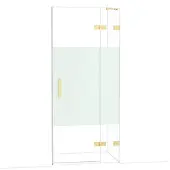 Maxaro Diamond Douchedeur | 90 cm Glanzend lichtgoud Helder met matte strook Draaideur