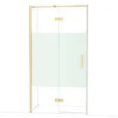 Maxaro Diamond Douchedeur | 110 cm Glanzend lichtgoud Helder met matte strook Draaideur