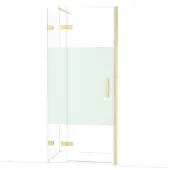 Maxaro Diamond Douchedeur | 90 cm Glanzend lichtgoud Helder met matte strook Draaideur