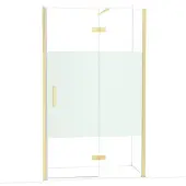 Maxaro Diamond Douchedeur | 120 cm Glanzend lichtgoud Helder met matte strook Draaideur