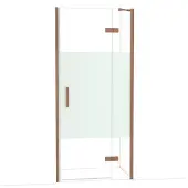 Maxaro Diamond Douchedeur | 90 cm Glanzend koper Helder met matte strook Draaideur