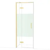 Maxaro Diamond Douchedeur | 80 cm Glanzend lichtgoud Helder met matte strook Draaideur