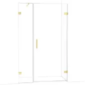 Maxaro Diamond Douchedeur | 125 cm Glanzend lichtgoud Helder glas Draaideur