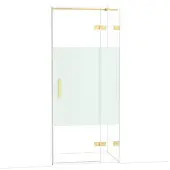 Maxaro Diamond Douchedeur | 90 cm Glanzend lichtgoud Helder met matte strook Draaideur