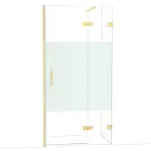 Maxaro Diamond Douchedeur | 100 cm Glanzend lichtgoud Helder met matte strook Draaideur