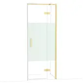 Maxaro Diamond Douchedeur | 80 cm Glanzend lichtgoud Helder met matte strook Draaideur