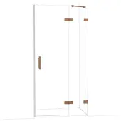 Maxaro Diamond Douchedeur | 100 cm Glanzend koper Helder glas Draaideur
