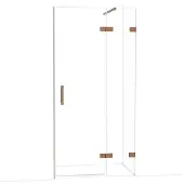 Maxaro Diamond Douchedeur | 100 cm Glanzend koper Helder glas Draaideur