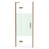 Maxaro Diamond Douchedeur | 80 cm Glanzend koper Helder met matte strook Draaideur