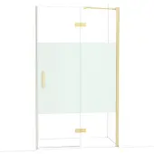 Maxaro Diamond Douchedeur | 120 cm Glanzend lichtgoud Helder met matte strook Draaideur