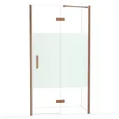 Maxaro Diamond Douchedeur | 110 cm Glanzend koper Helder met matte strook Draaideur