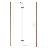 Maxaro Diamond Douchedeur | 120 cm Glanzend koper Helder glas Draaideur