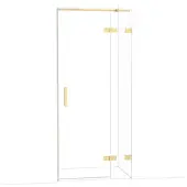 Maxaro Diamond Douchedeur | 90 cm Glanzend lichtgoud Helder glas Draaideur