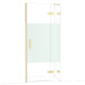 Maxaro Diamond Douchedeur | 90 cm Glanzend lichtgoud Helder met matte strook Draaideur