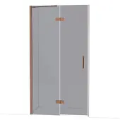 Maxaro Diamond Douchedeur | 110 cm Glanzend koper Rookglas Draaideur
