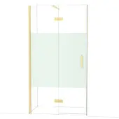 Maxaro Diamond Douchedeur | 110 cm Glanzend lichtgoud Helder met matte strook Draaideur