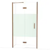 Maxaro Diamond Douchedeur | 110 cm Glanzend koper Helder met matte strook Draaideur