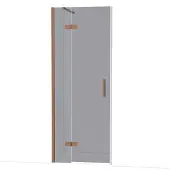 Maxaro Diamond Douchedeur | 80 cm Glanzend koper Rookglas Draaideur