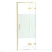 Maxaro Diamond Douchedeur | 80 cm Glanzend lichtgoud Helder met matte strook Draaideur