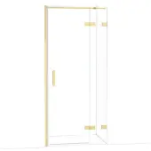 Maxaro Diamond Douchedeur | 90 cm Glanzend lichtgoud Helder glas Draaideur