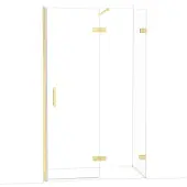 Maxaro Diamond Douchedeur | 120 cm Glanzend lichtgoud Helder glas Draaideur