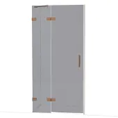 Maxaro Diamond Douchedeur | 100 cm Glanzend koper Rookglas Draaideur
