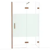 Maxaro Diamond Douchedeur | 120 cm Glanzend koper Helder met matte strook Draaideur